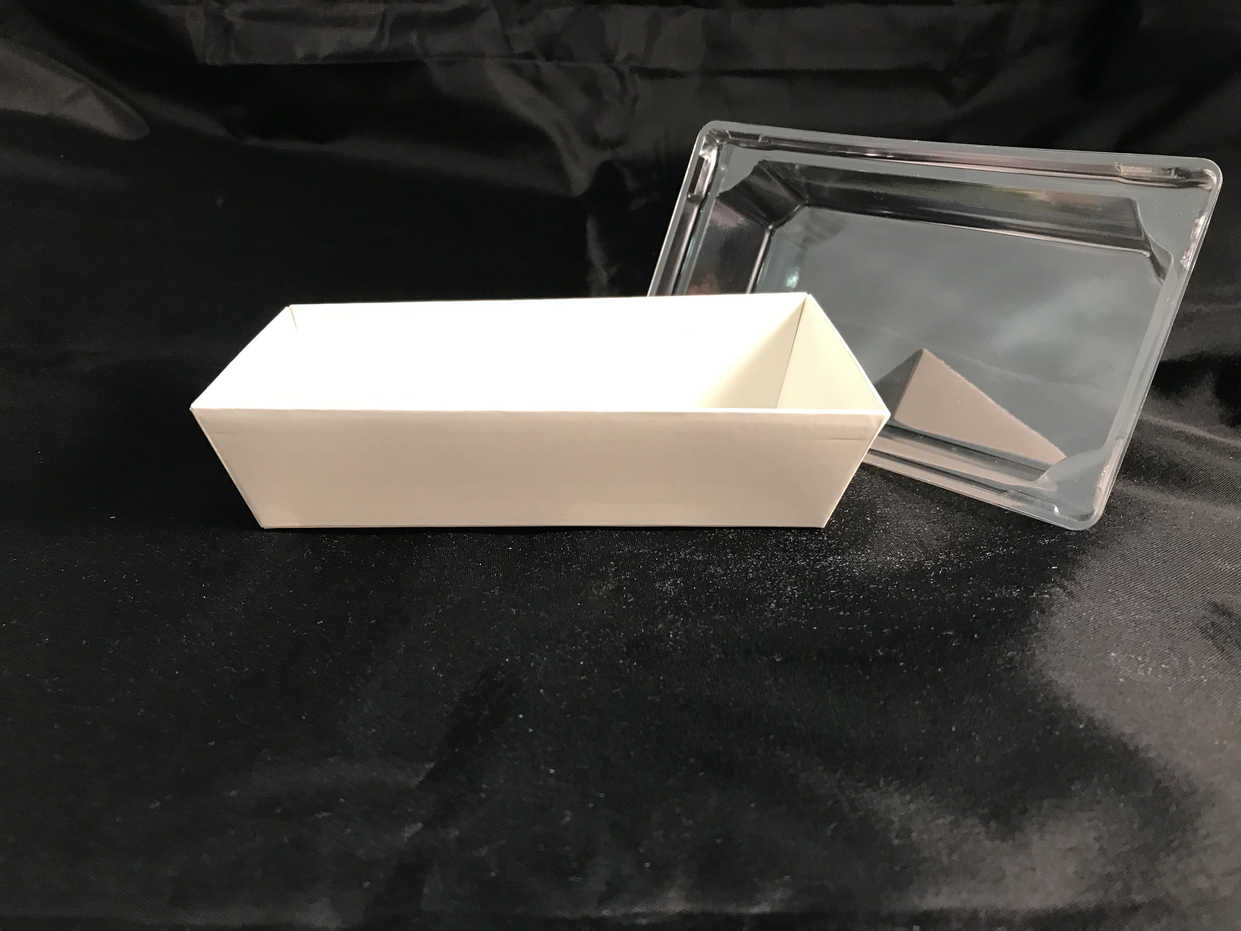 PAPER BOX WITH PLASTIC LID E08 (WHITE) (14CM X 8CM X 6CM ) (50'S)