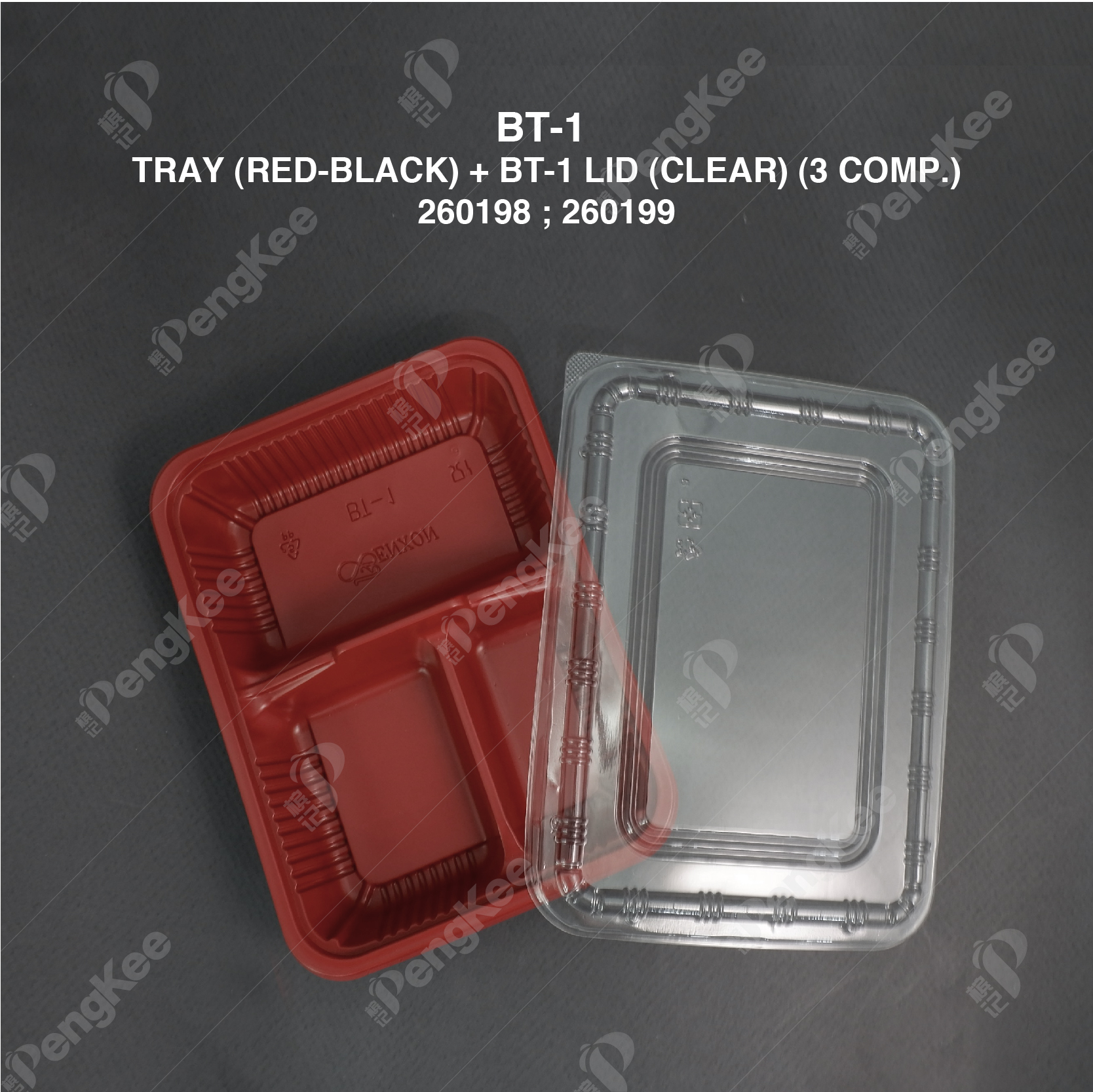BT-1 LID (CLEAR) + TRAY (RED + BLACK) (3 COMP.)