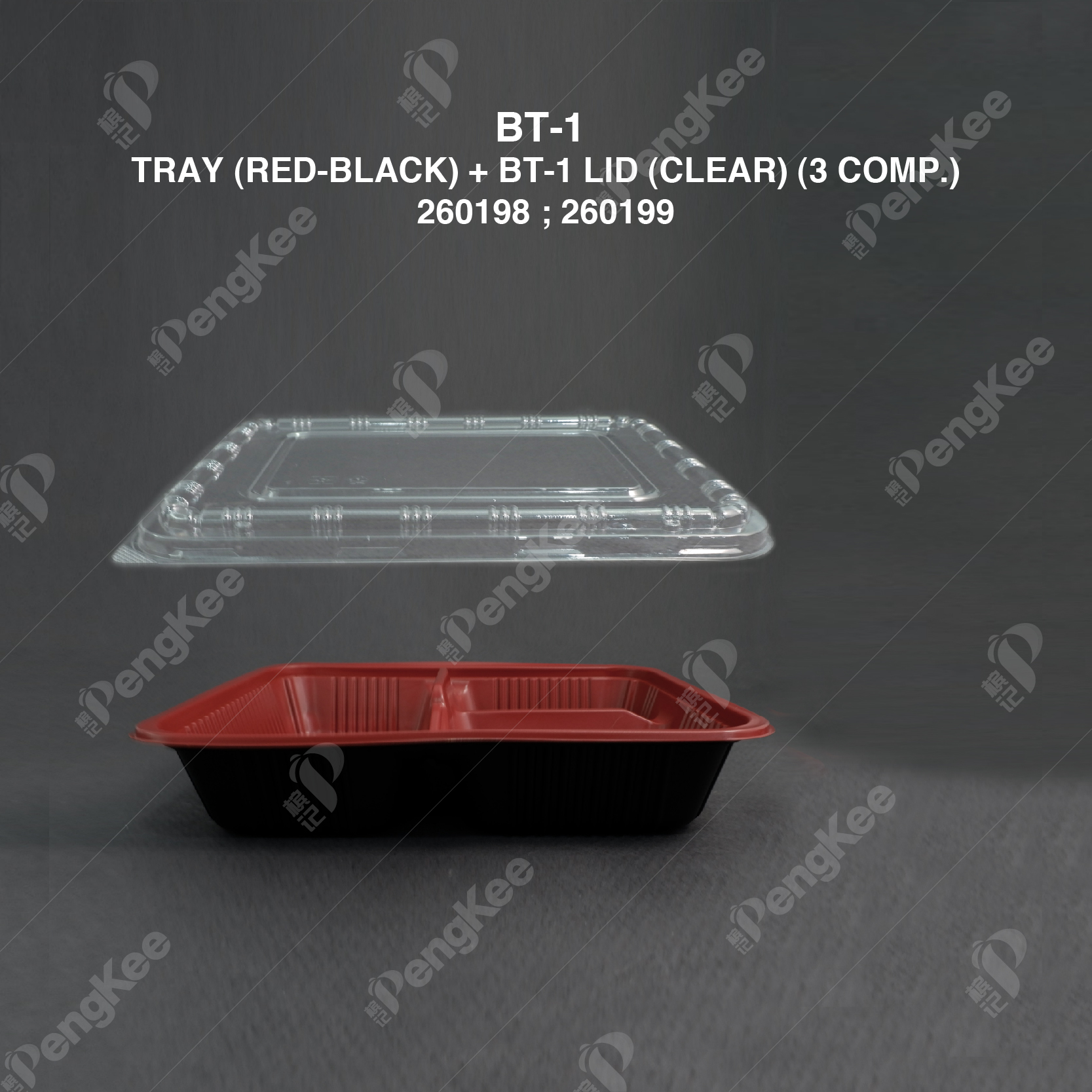 BT-1 LID (CLEAR) + TRAY (RED + BLACK) (3 COMP.)