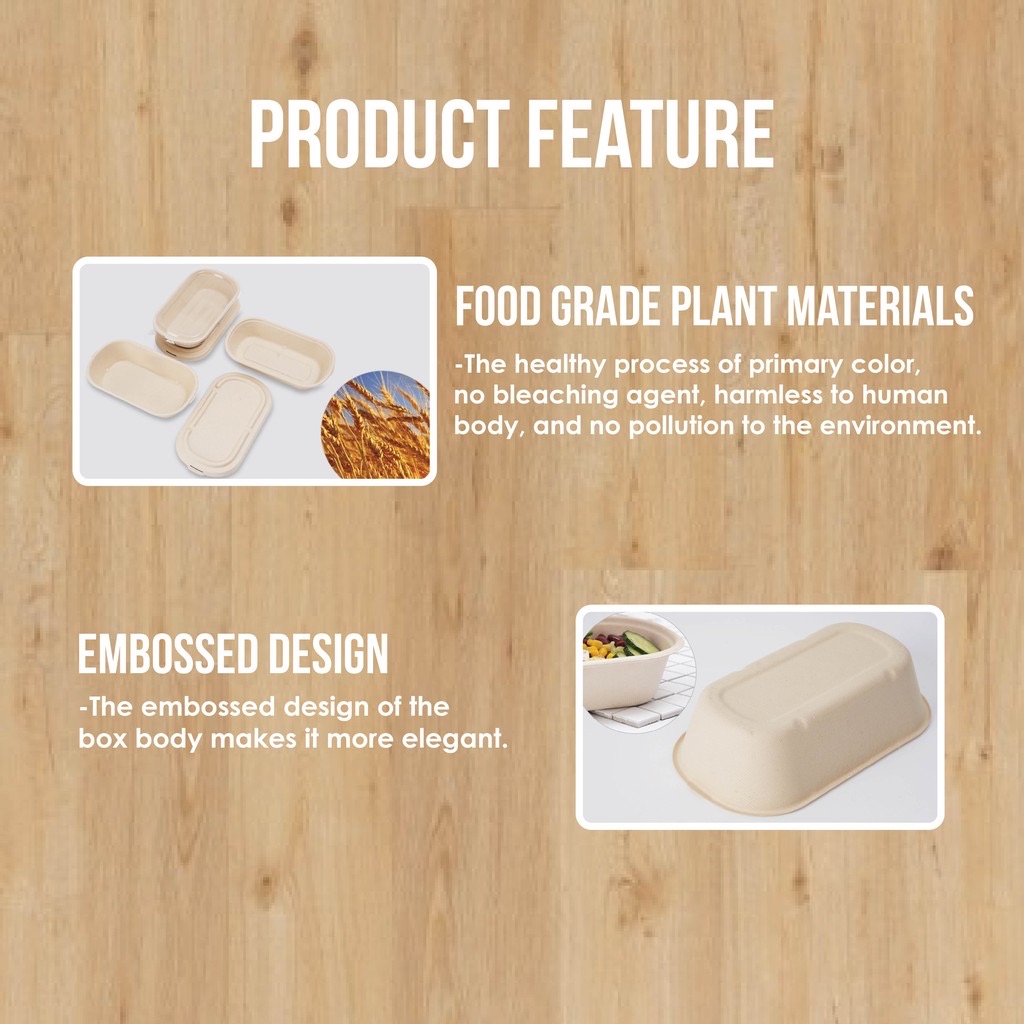 BH-01 850ML SUGARCANE UNBLEACHED SNACK BOX (50'S X 10PKT)