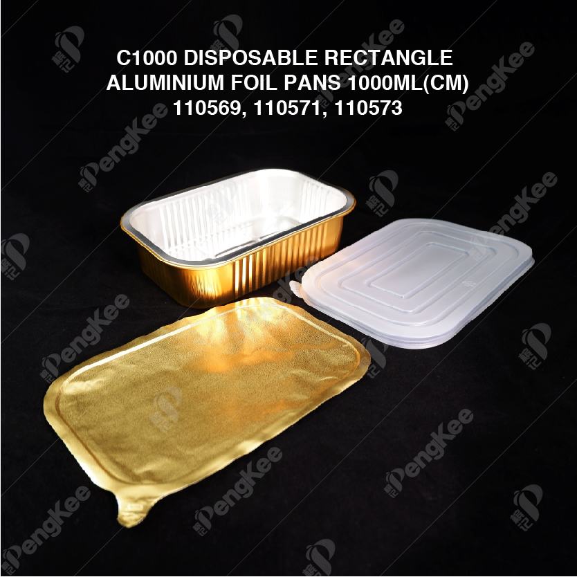 C1000 DISPOSABLE RECTANGLE ALUMINIUM FOIL PANS 1000ML