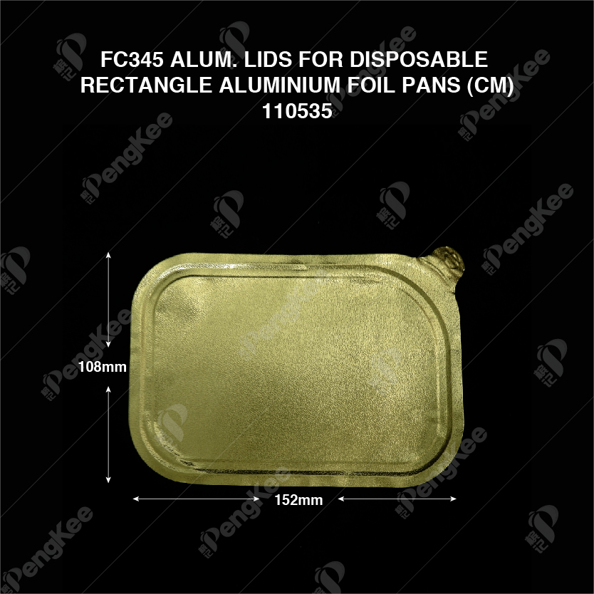 FC345 ALUM. LIDS FOR DISPOSABLE RECTANGLE ALUMINIUM FOIL PANS  (CM) (125'S/PKT)