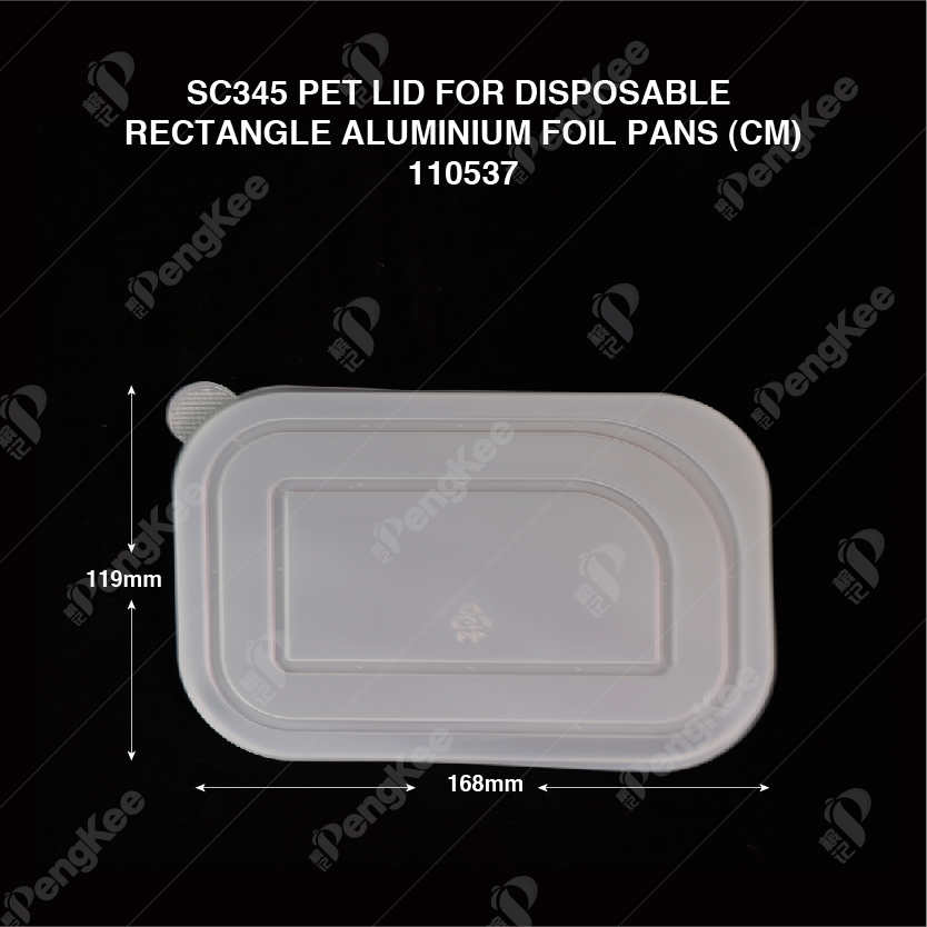 SC345 PET LID FOR DISPOSABLE RECTANGLE ALUMINIUM FOIL PANS  (CM) (125'S/PKT)