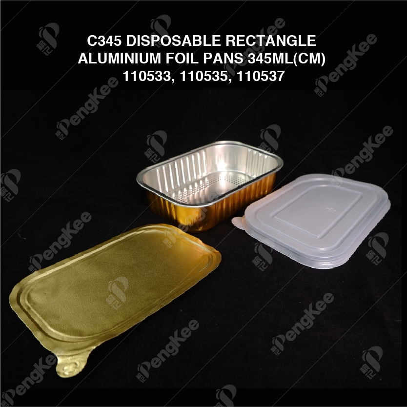 C345 DISPOSABLE RECTANGLE ALUMINIUM FOIL PANS 345ML