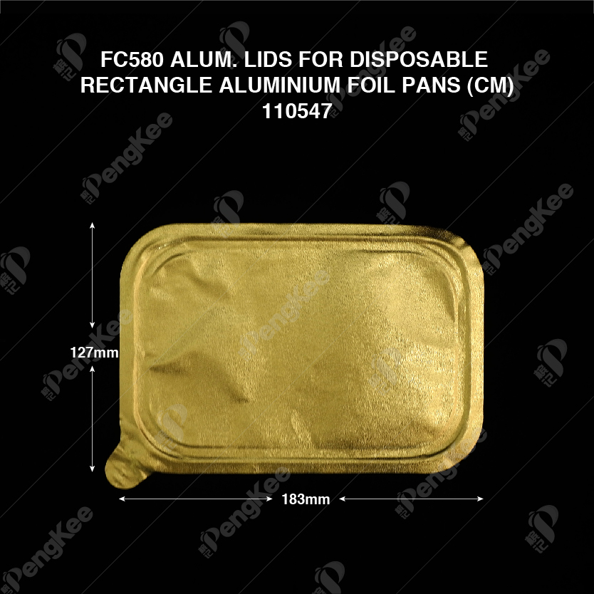 FC580 ALUM. LIDS FOR DISPOSABLE RECTANGLE ALUMINIUM FOIL PANS  (CM) (125'S/PKT)