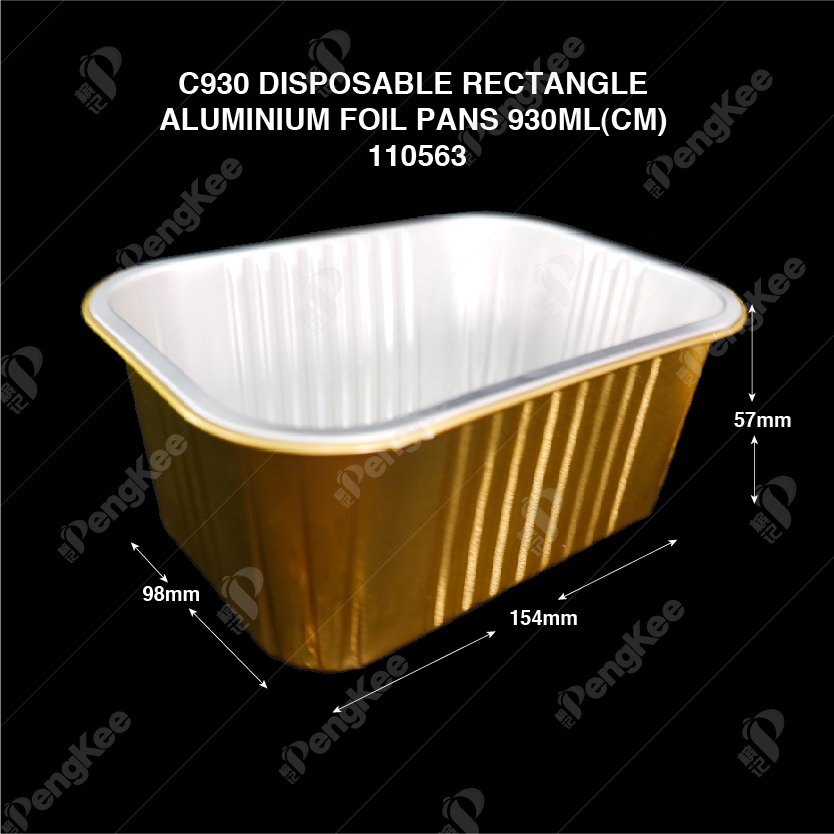 C930 DISPOSABLE RECTANGLE ALUMINIUM FOIL PANS 930ML(CM) (125'S/PKT)