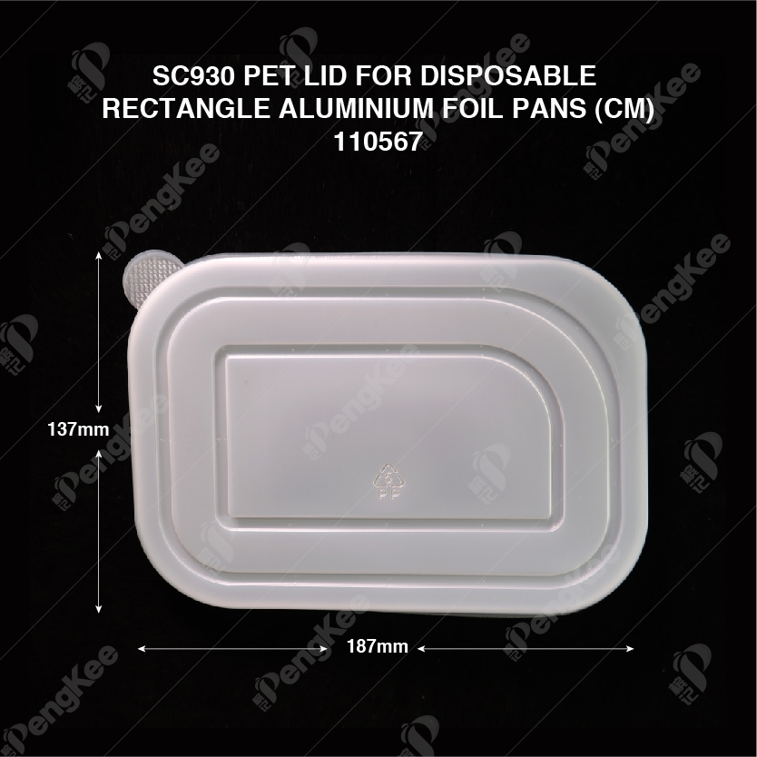SC930 PET LID FOR DISPOSABLE RECTANGLE ALUMINIUM FOIL PANS  (CM) (125'S/PKT)
