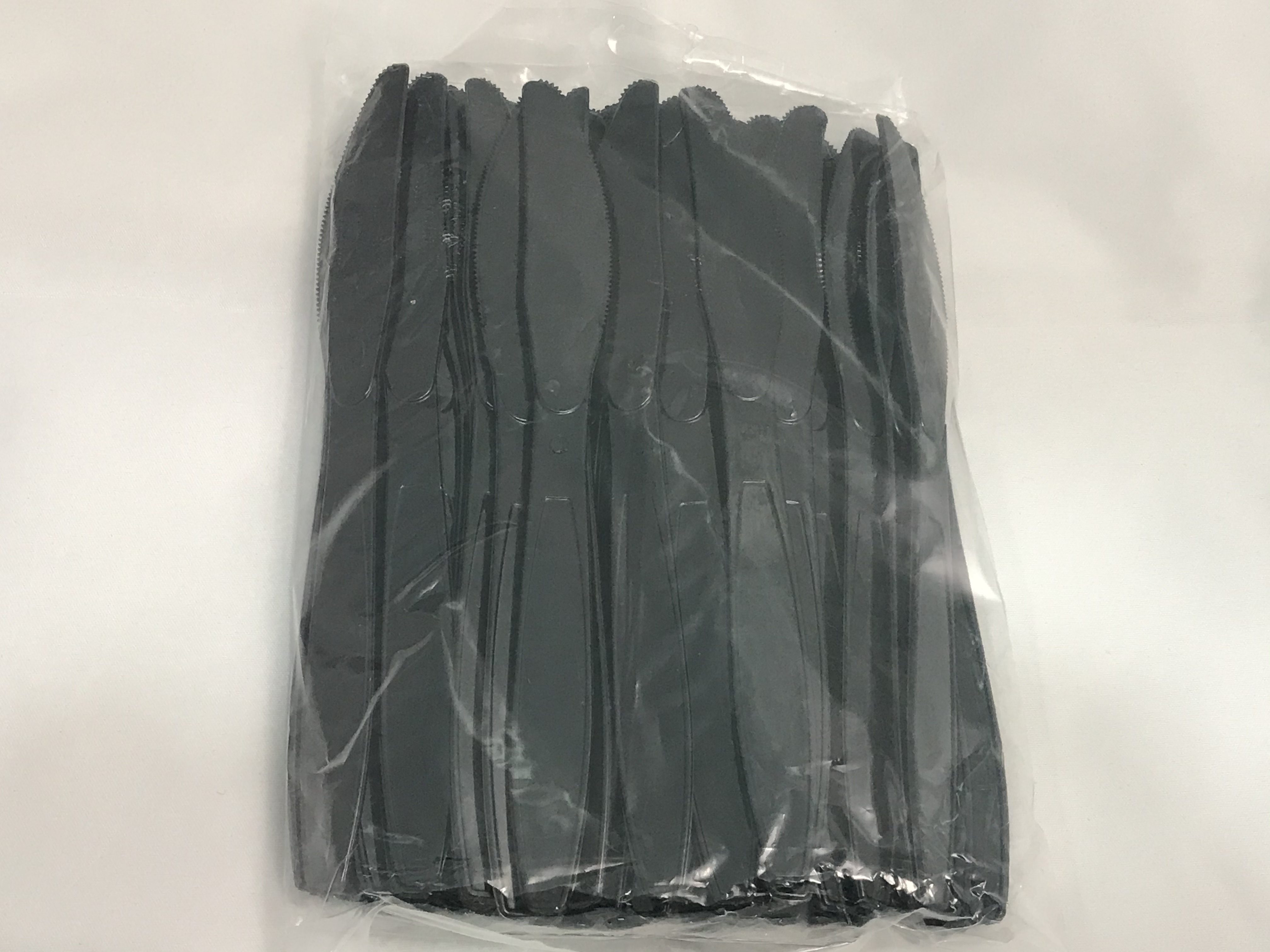 7'' (190MM) LUXURY PLASTIC CUTLERY KNIFE (BLACK) (+-50'S) (40PKT/CTN)