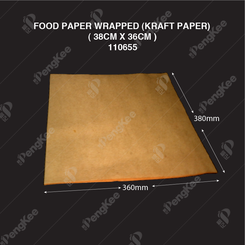 FOOD PAPER WRAPPED (KRAFT PAPER) ( 38CM X 36CM ) (500'S/PKT)