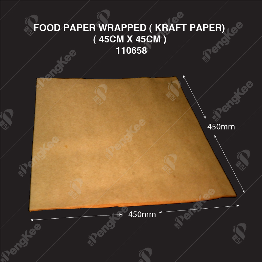 FOOD PAPER WRAPPED ( KRAFT PAPER)  ( 45CM X 45CM ) (500'S/PKT)
