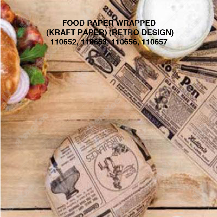 FOOD PAPER WRAPPED(KRAFT PAPER) (RETRO DESIGN) 
