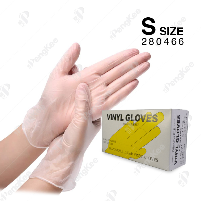 TRANSPARENT VINYL GLOVE (POWDER FREE)-S SIZE