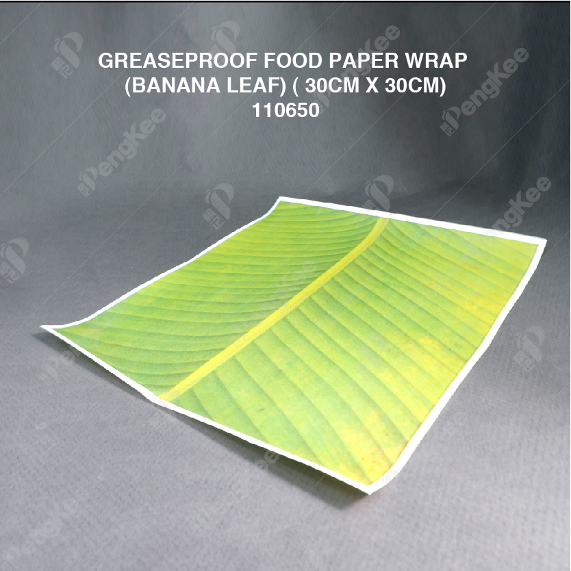 GREASEPROOF FOOD PAPER WRAP ( BANANA LEAF) ( 30CM X 30CM)(CM) 100'S