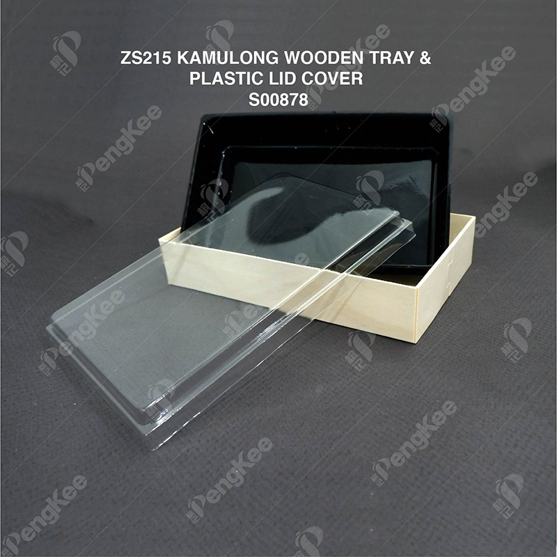 ZS215 KAMULONG WOODEN TRAY & PLASTIC LID COVER 