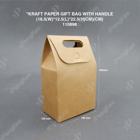 "KRAFT PAPER GIFT BAG WITH HANDLE(12.5(W)*16.5(L)*15(H)CM)(CM)50'S/PKT "