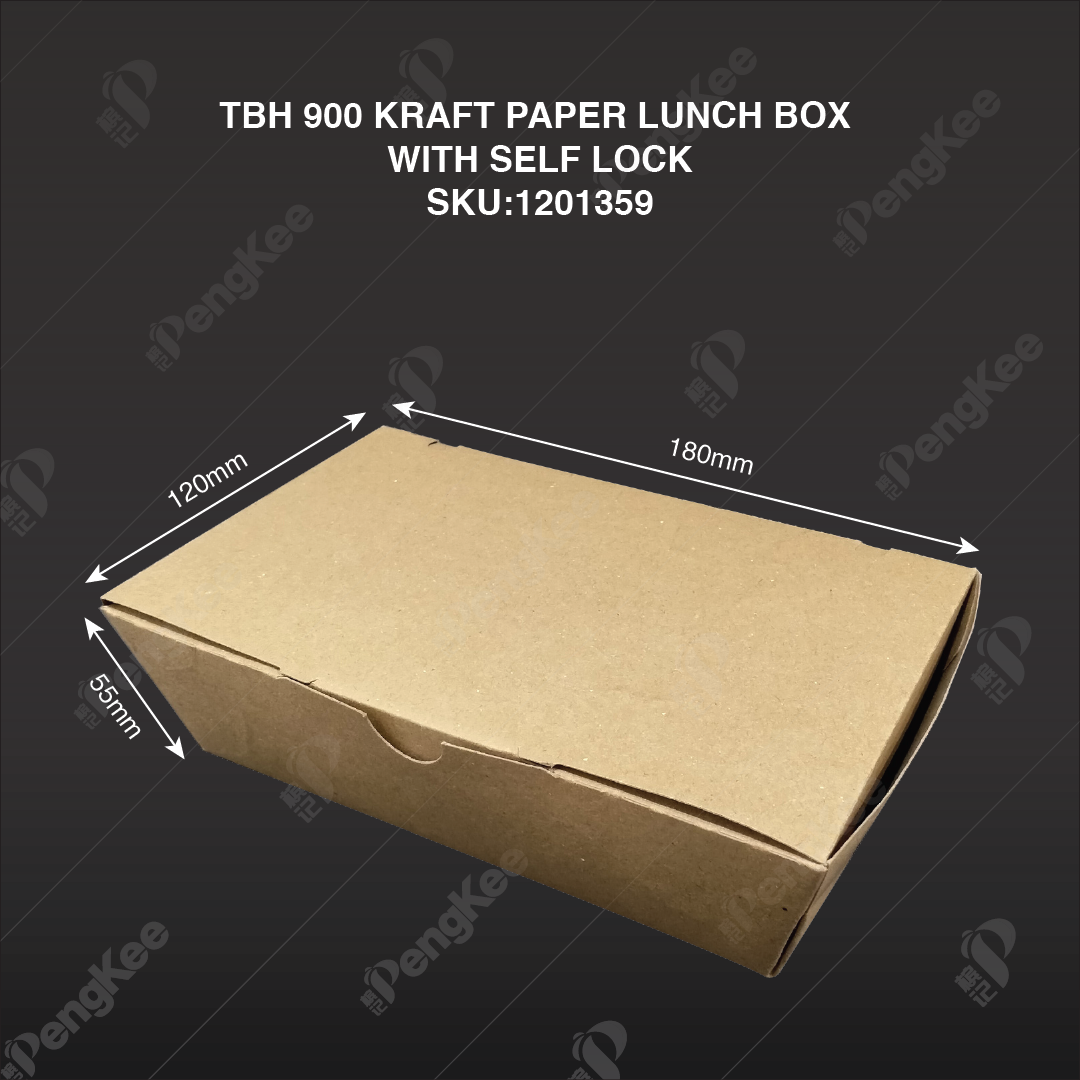 TBH 900 KRAFT PAPER LUNCH BOX WITH SELF LOCK L180MM X W120MM X H55MM