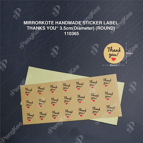 MIRRORKOTE HANDMADE STICKER LABEL THANKS YOU“ 3.5cm(Diameter) (ROUND) 