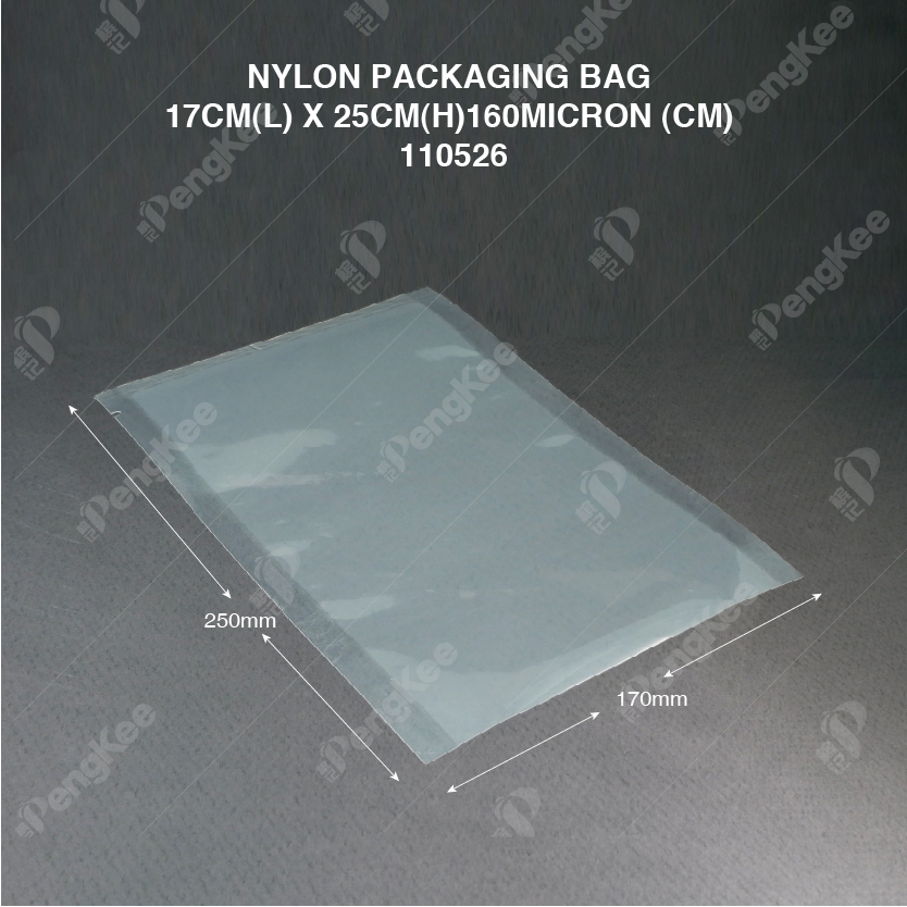 NYLON PACKAGING BAG 17CM(L) X 25CM(H)160MICRON (CM) (100'S/PKT)
