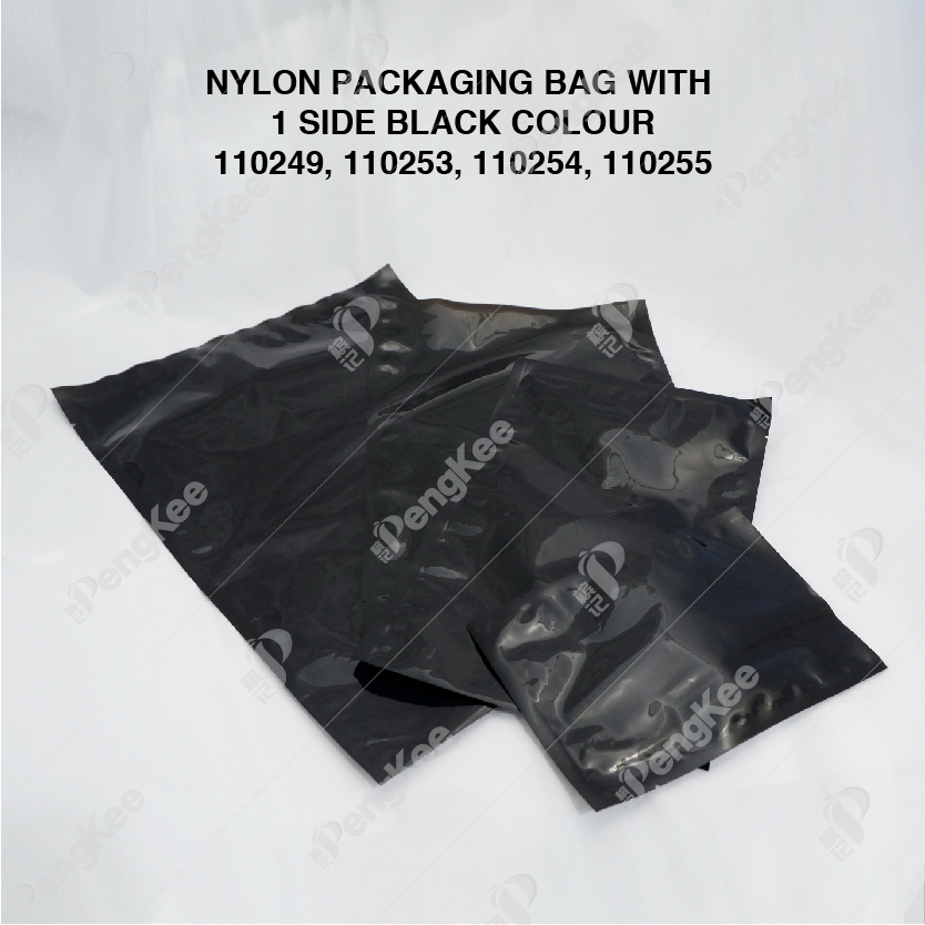 NYLON PACKAGING BAG WITH 1 SIDE BLACK COLOUR (CM) 20CM*30CM *200MICRON (100'S)