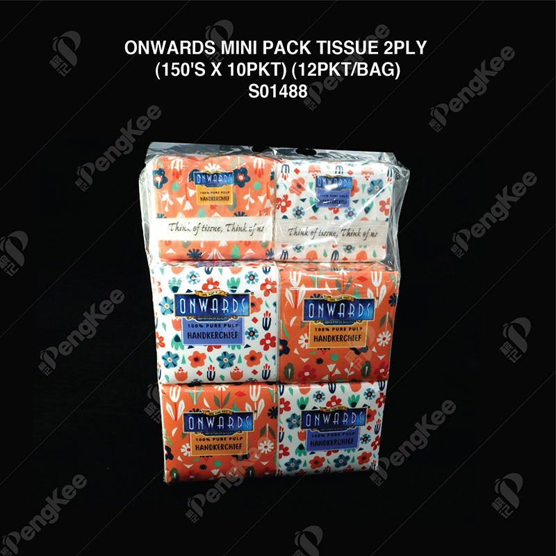 ONWARDS MINI PACK TISSUE 2PLY (150'S X 10PKT) (12PKT/BAG)