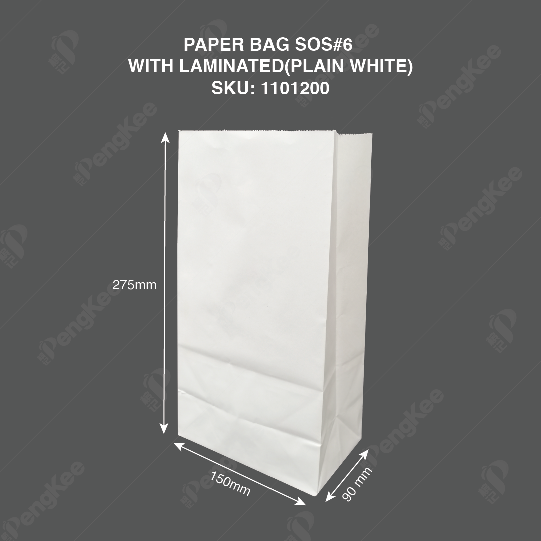 PAPER BAG SOS#6 WITH LAMINATED (PLAIN WHITE)