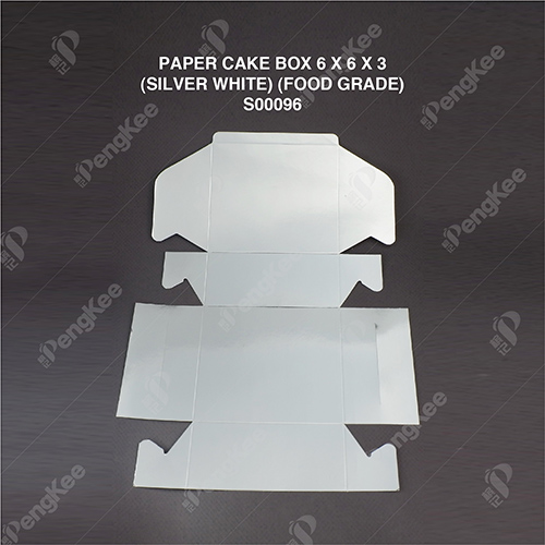 PAPER CAKE BOX 6 X 6 X 3 (SILVER WHITE) (food grade) (100'SPKT) (300'SBDL)