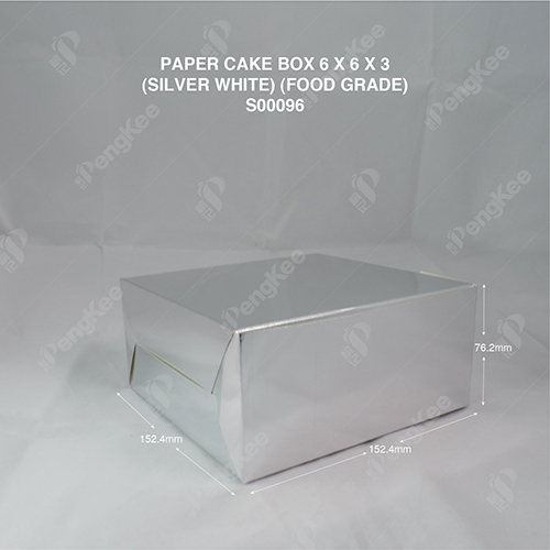 PAPER CAKE BOX 6 X 6 X 3 (SILVER WHITE) (food grade) (100'SPKT) (300'SBDL)