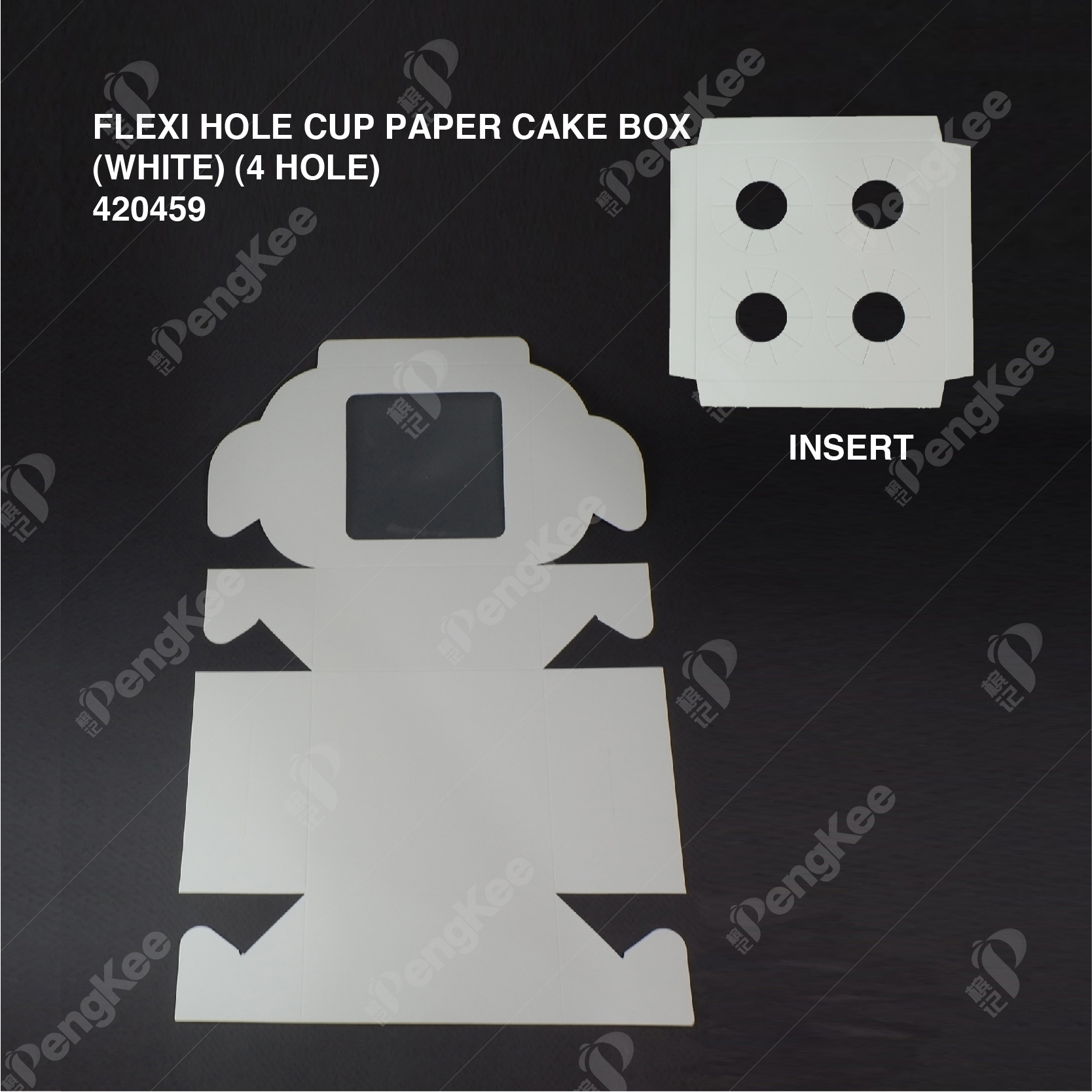 FLEXI HOLE CUP PAPER CAKE BOX (WHITE) (4 HOLE )( 50PCS PKT ) 