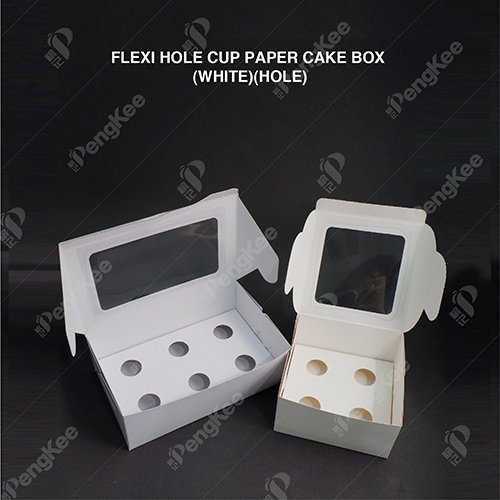FLEXI HOLE CUP PAPER CAKE BOX (WHITE) (6 HOLE )( 25PCS /PKT )