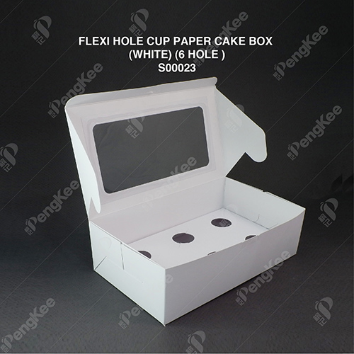 FLEXI HOLE CUP PAPER CAKE BOX (WHITE) (6 HOLE )( 25PCS /PKT )