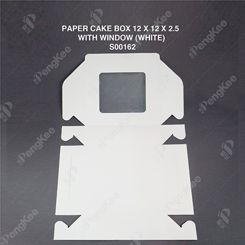 PAPER CAKE BOX 12 X 12 X 2.5  WITH WINDOW (WHITE) (50'SPKT) (100'SBDL)