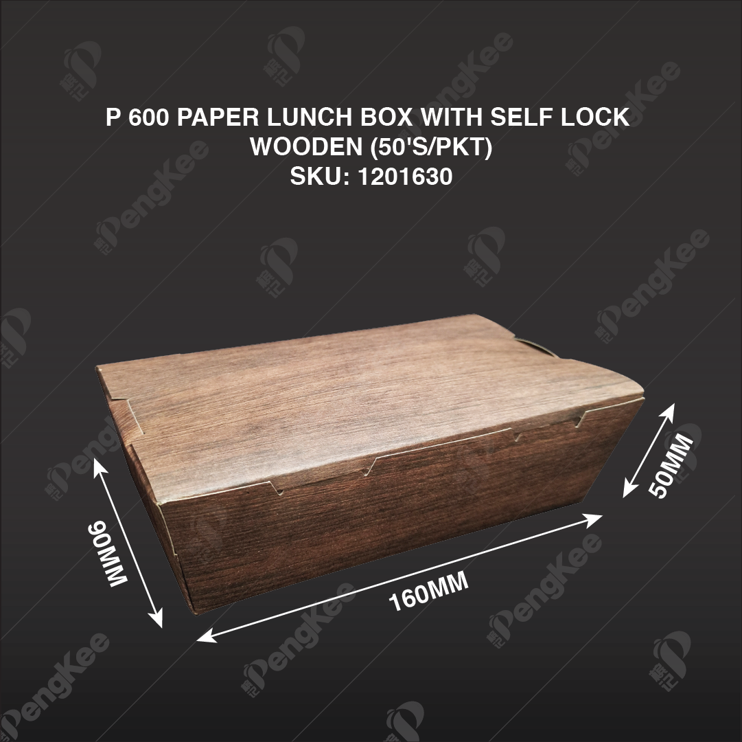 TBH 600 PAPER LUNCH BOX WITH SELF LOCK (WOODEN)