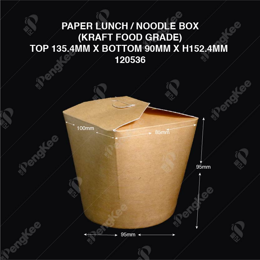 PAPER LUNCH / NOODLE BOX (KRAFT FOOD GRADE) TOP 135.4MM X BOTTOM 90MM X H152.4MM (50'S X 12PKT/CTN)