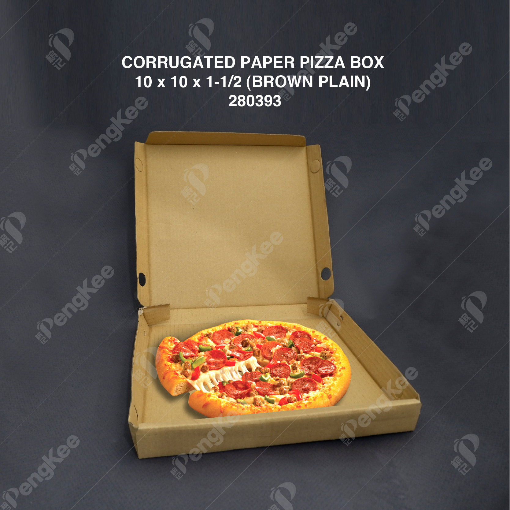 CORRUGATED PAPER PIZZA BOX 10" x 10" x 1-1/2" (BROWN PLAIN) (50'S/PKT)