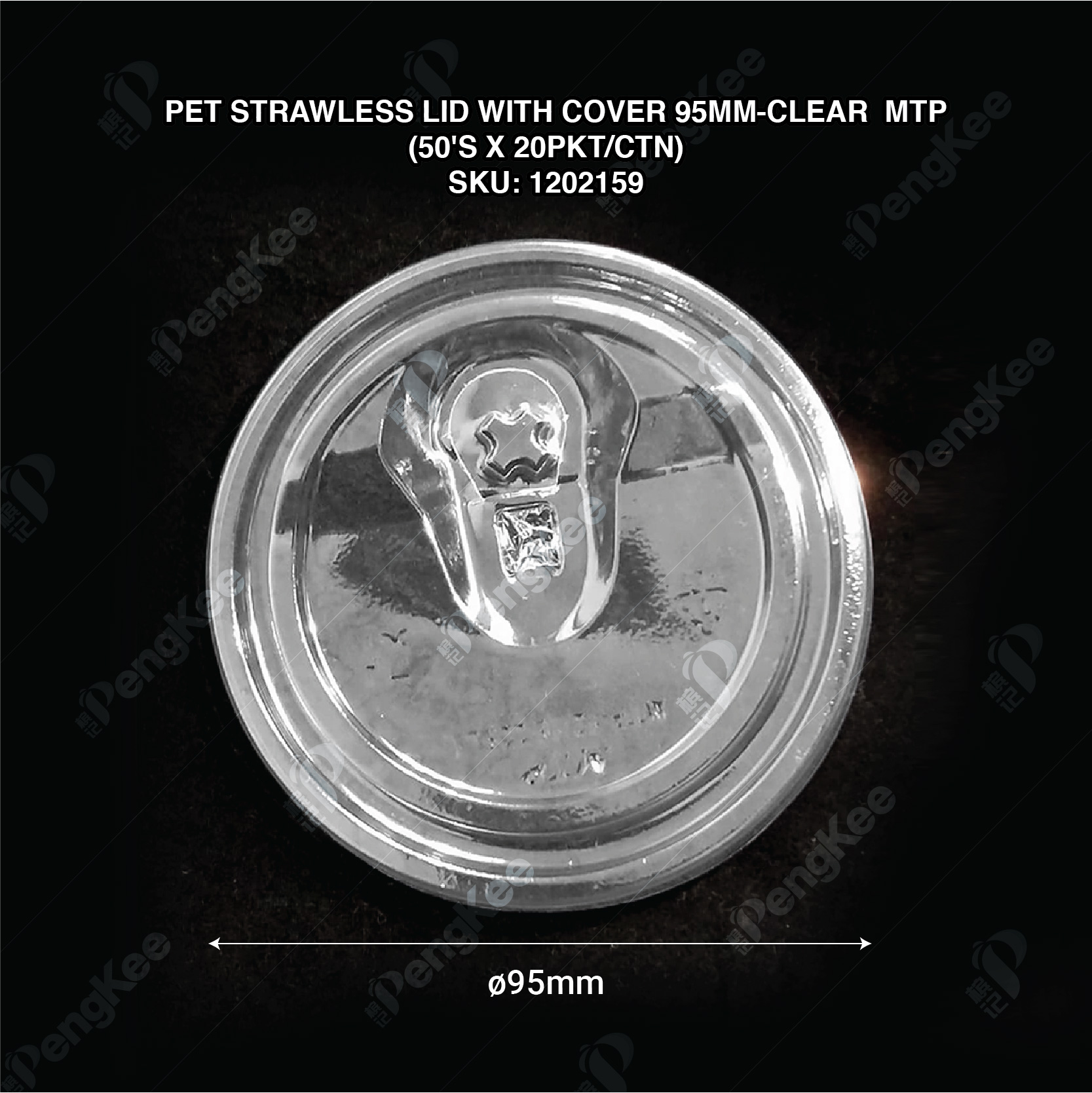 PET STRAWLESS LID WITH COVER 95MM-CLEAR (50'S X 20PKT/CTN) MTP