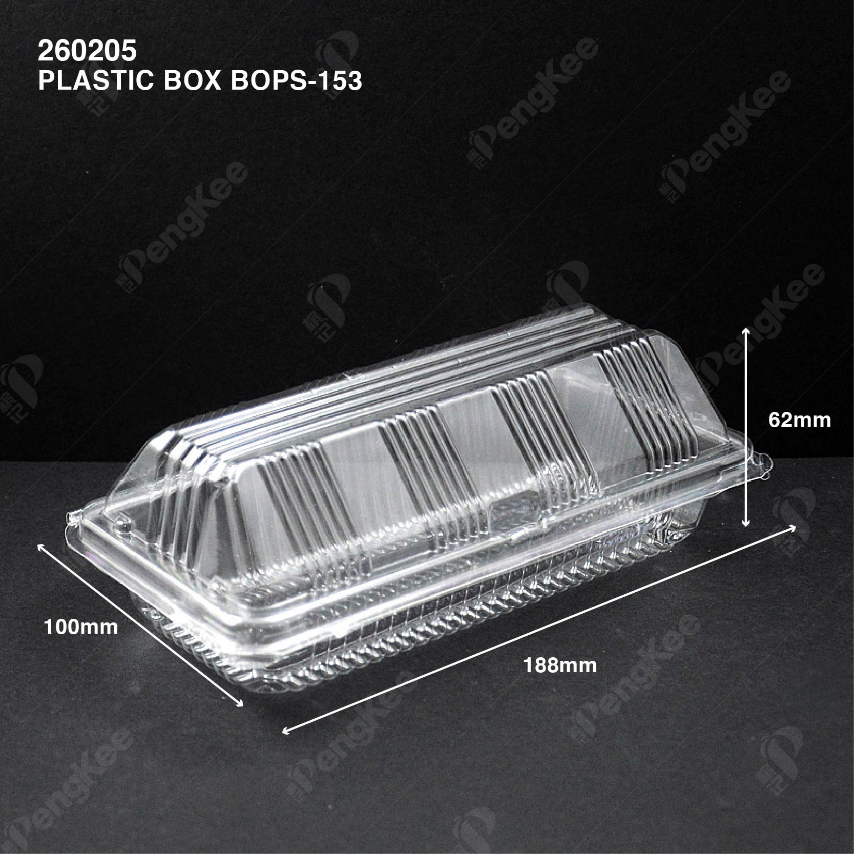 PLASTIC BOX BOPS-153-C20 (1 HOT DOG WITH LOCK) (100'S) 
