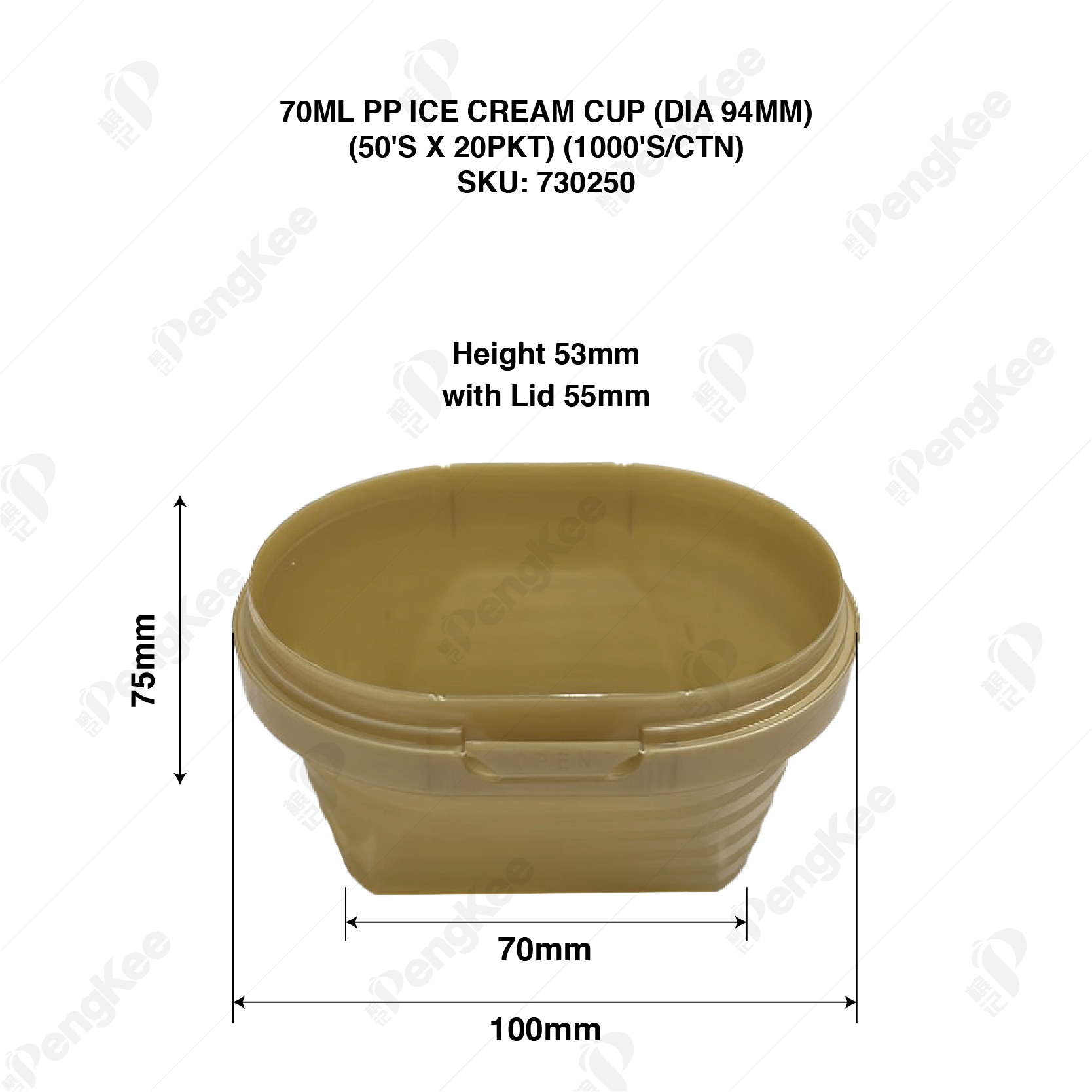 70ML PP ICE CREAM CUP (DIA 94MM) (50'S X 20 PKT)