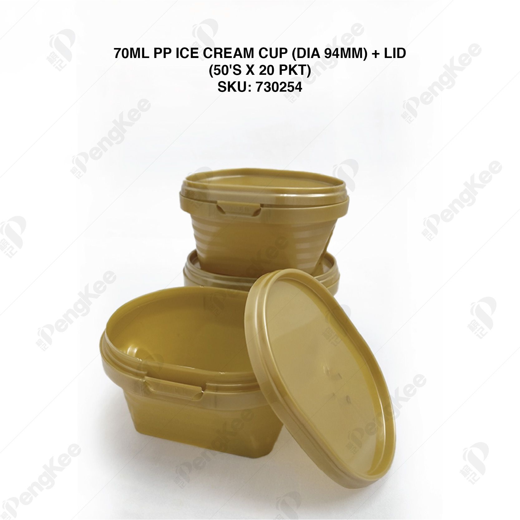 70ML PP ICE CREAM CUP (DIA 94MM) + LID (50'S X 20 PKT)