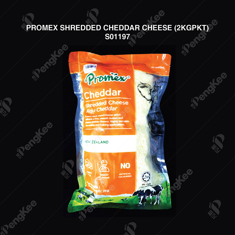 PROMEX SHREDDED CHEDDAR CHEESE (2KG/PKT) (6PKT/CTN)