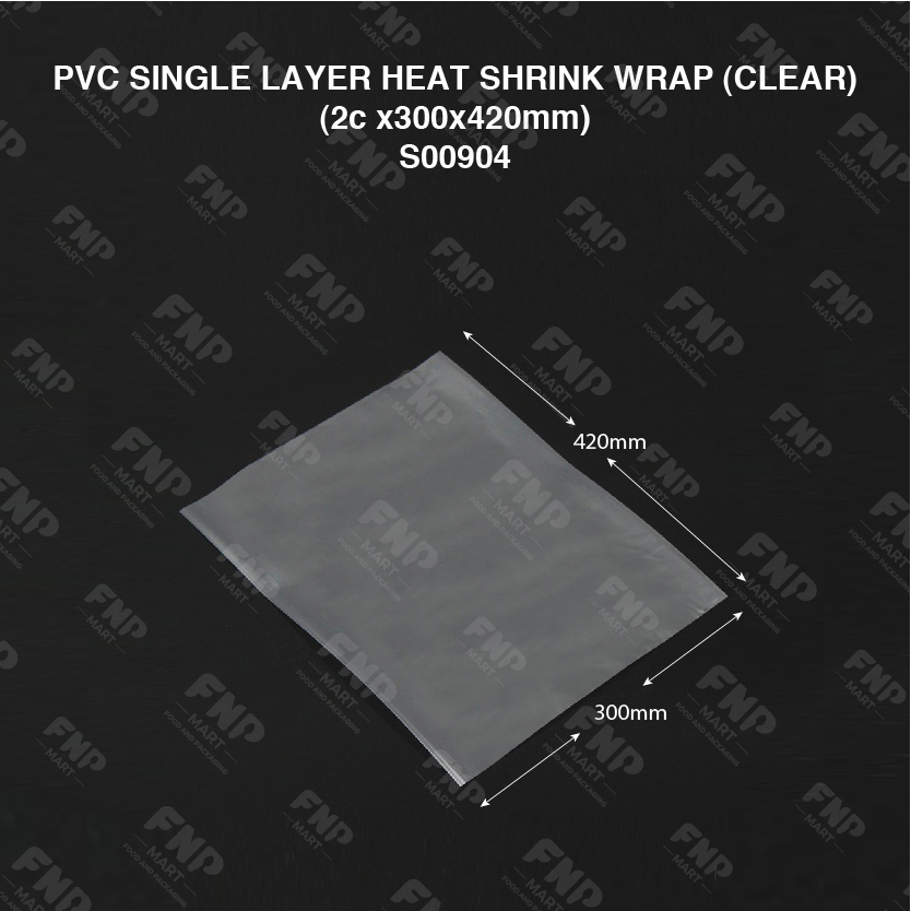 PVC SINGLE LAYER HEAT SHRINK WRAP (CLEAR) (2c x300x420mm) (CM) (100'S/PKT)