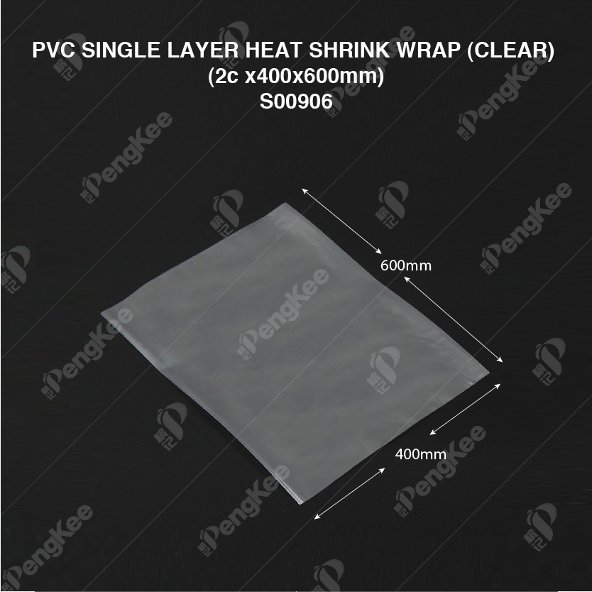PVC SINGLE LAYER HEAT SHRINK WRAP (CLEAR) (2c x400x600mm) (CM) (100'S/PKT)