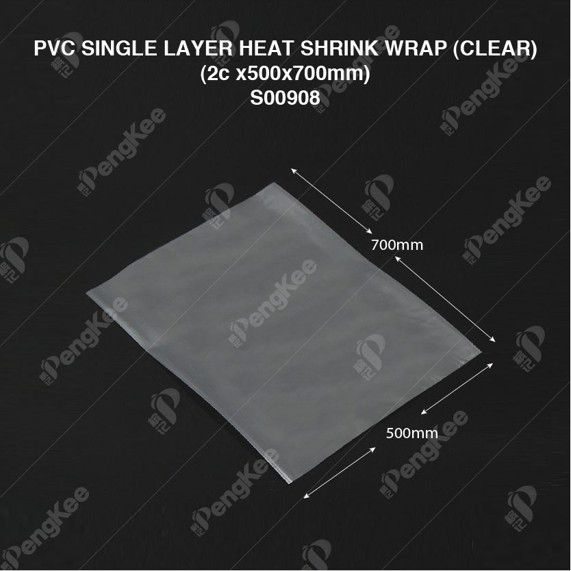 PVC SINGLE LAYER HEAT SHRINK WRAP (CLEAR) (2c x500x700mm) (CM) (100'S/PKT)