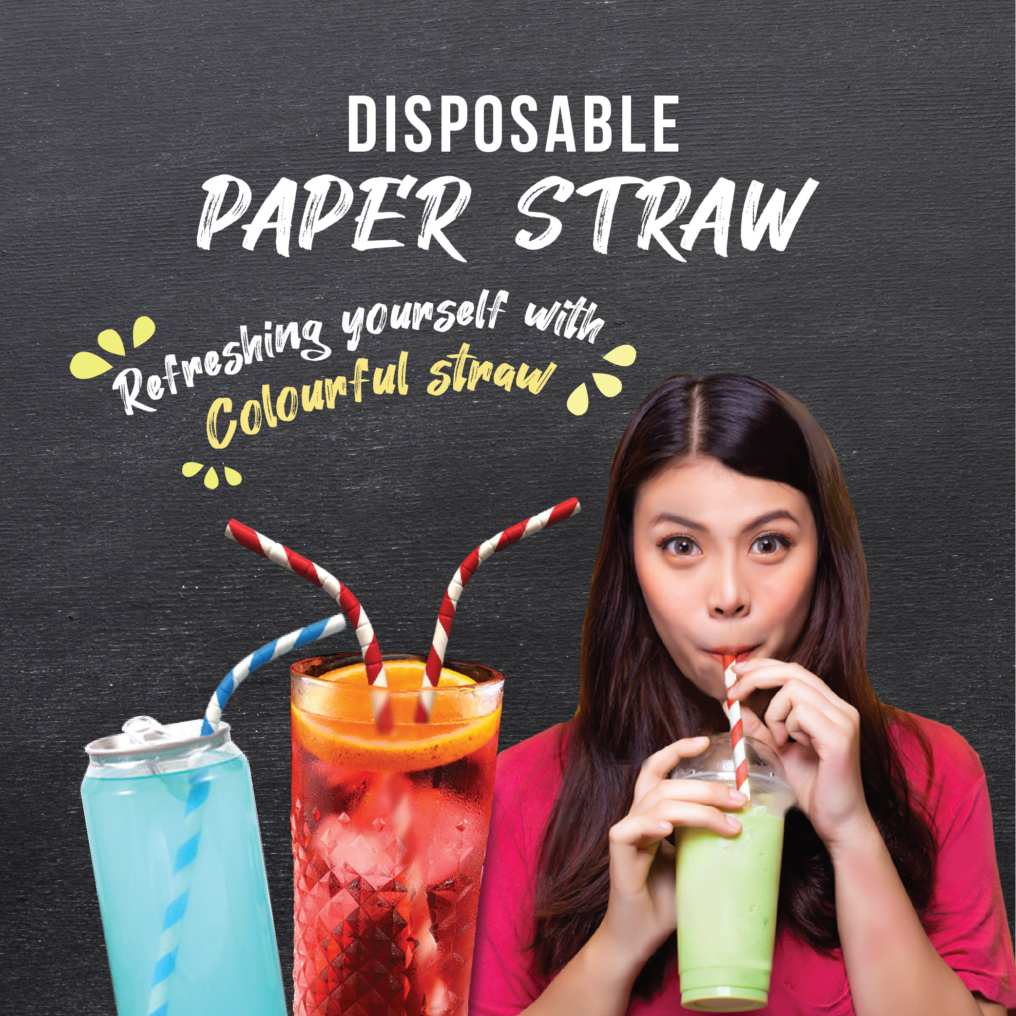 PAPER FLEXIBLE STRAW 6MM X 200MM (COLOUR) (STRIPE) (+/-50'S X 200PKT/CTN)