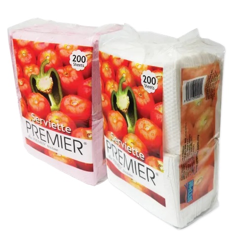 PREMIER SERVIETTES (WHITE/RED) (200SH) (30PKT/CTN)