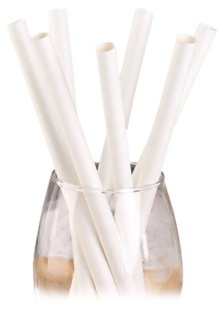 GIANT PAPER STRAW 11MM(W) X 230MM(L) (WHITE)(sharp)(individual wrapped) (50's+/-) BIO-PAC