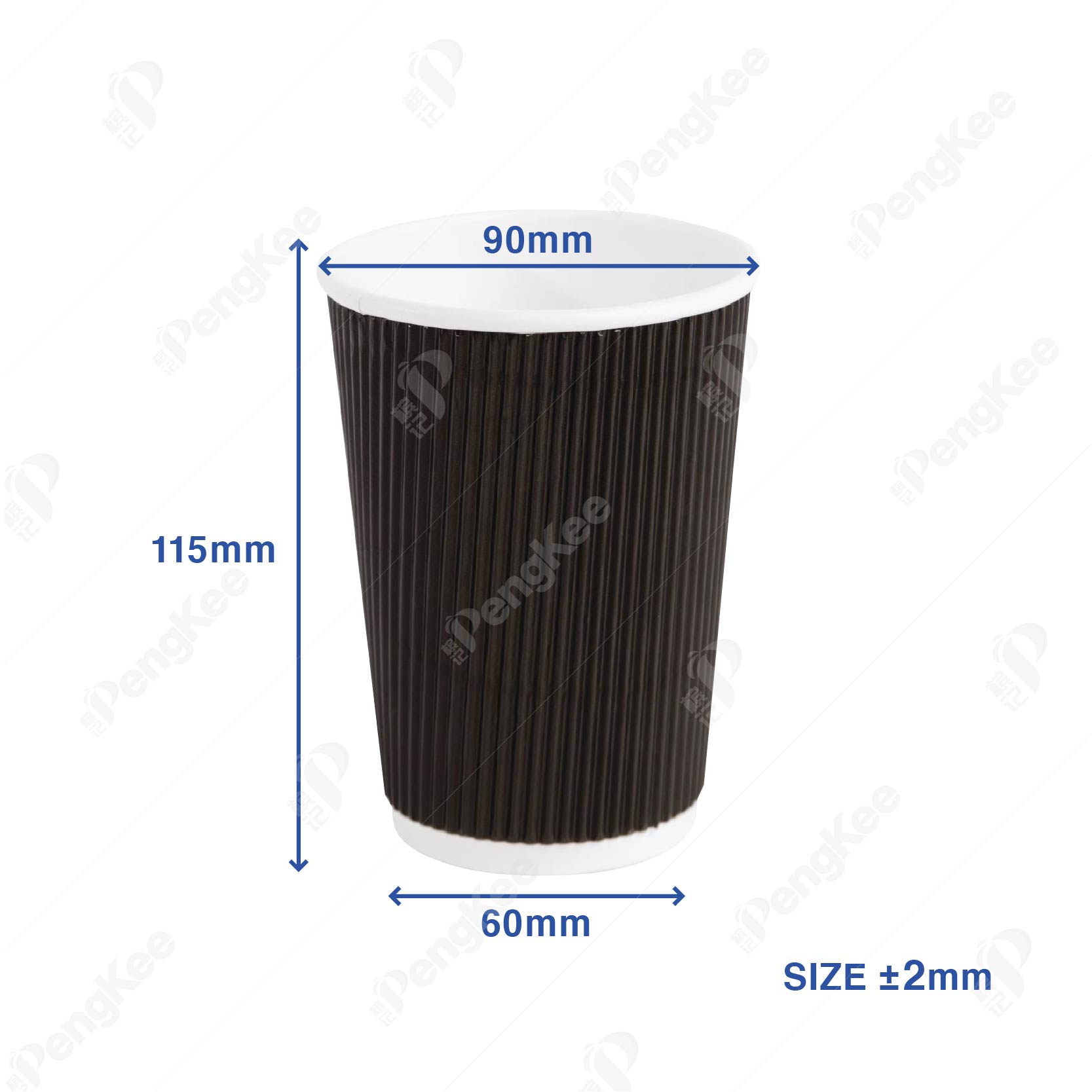 12OZ KRAFT RIPPLE WALL HOT CUP (BLACK) (CM) (500'S)