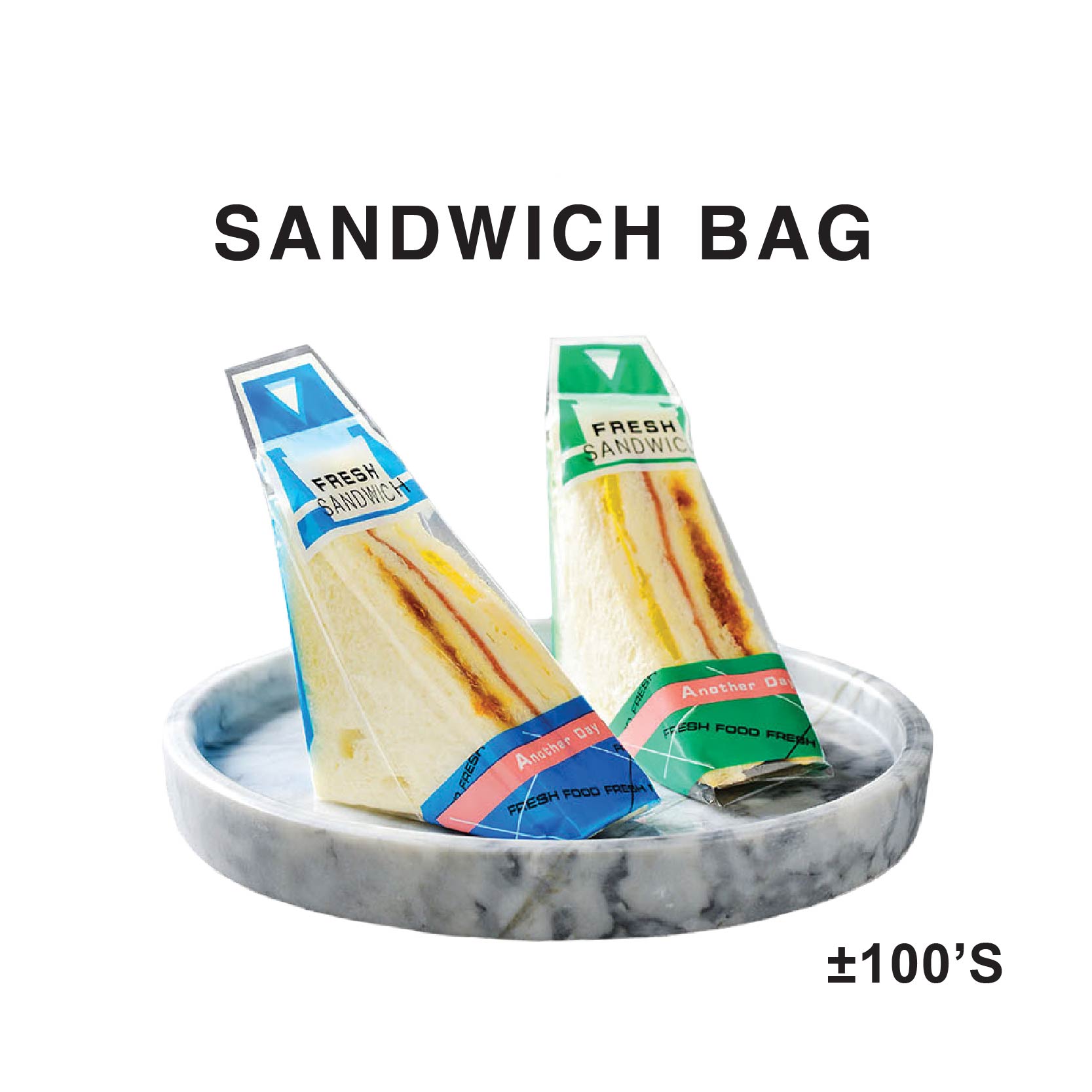 SANDWICH BAG (23.5CM(L)*5.5CM (W) + 2.5C)  (+/-100'S)