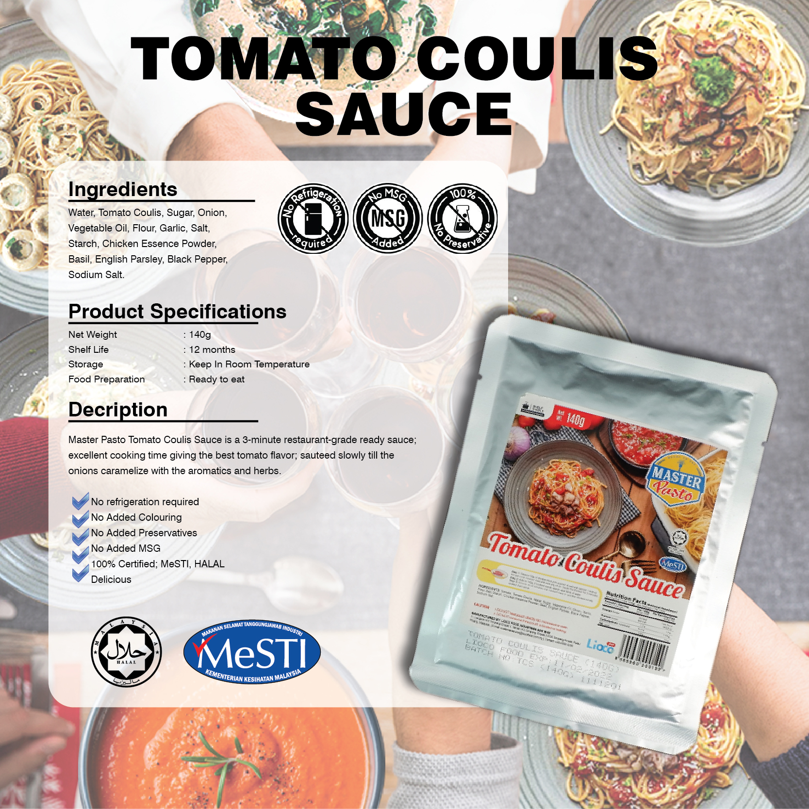 TOMATO COULIS SAUCE 140G