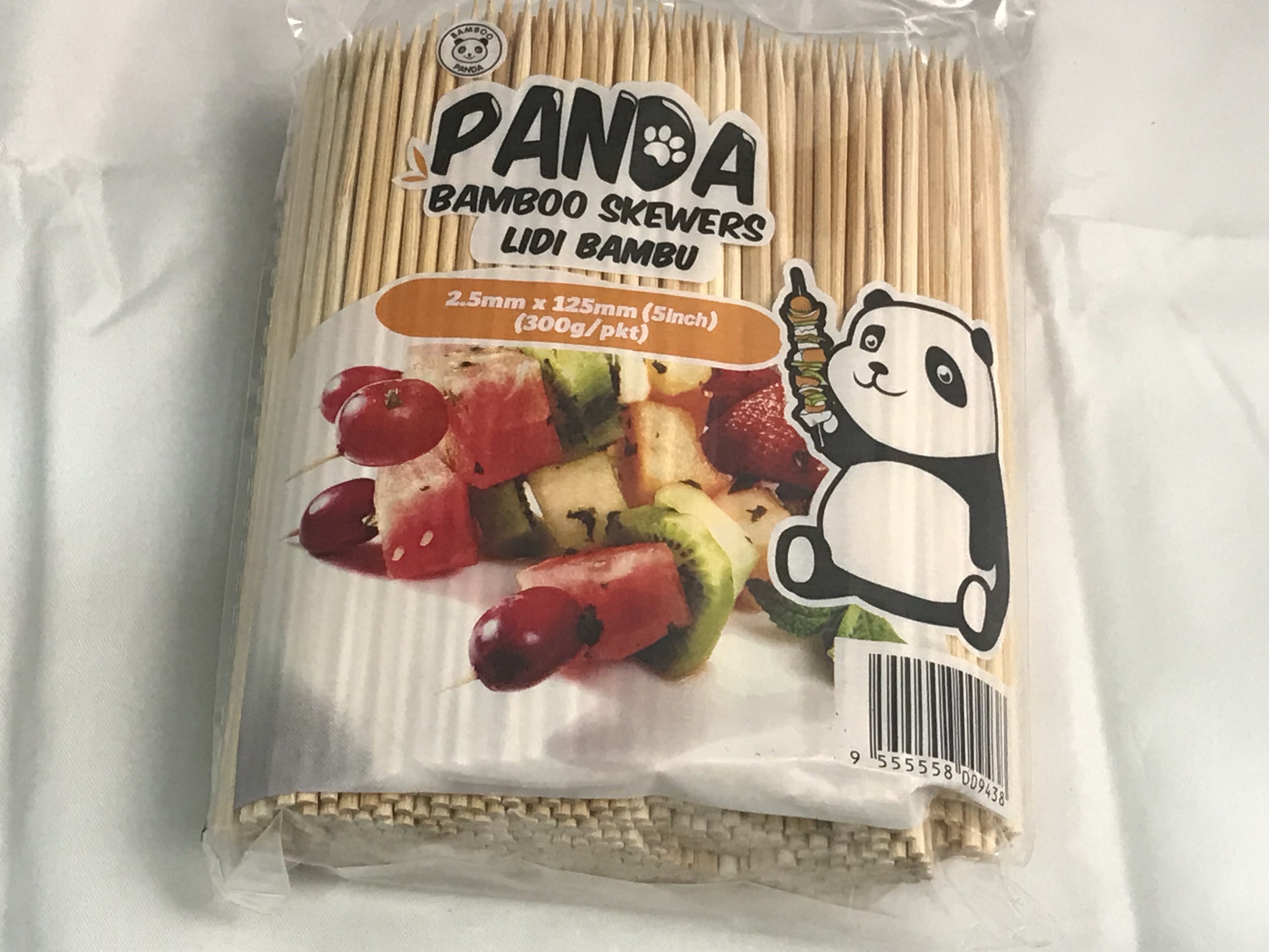 5" (2.5MM X 125MM) OPP PANDA BAMBOO SKEWER (300G) 
