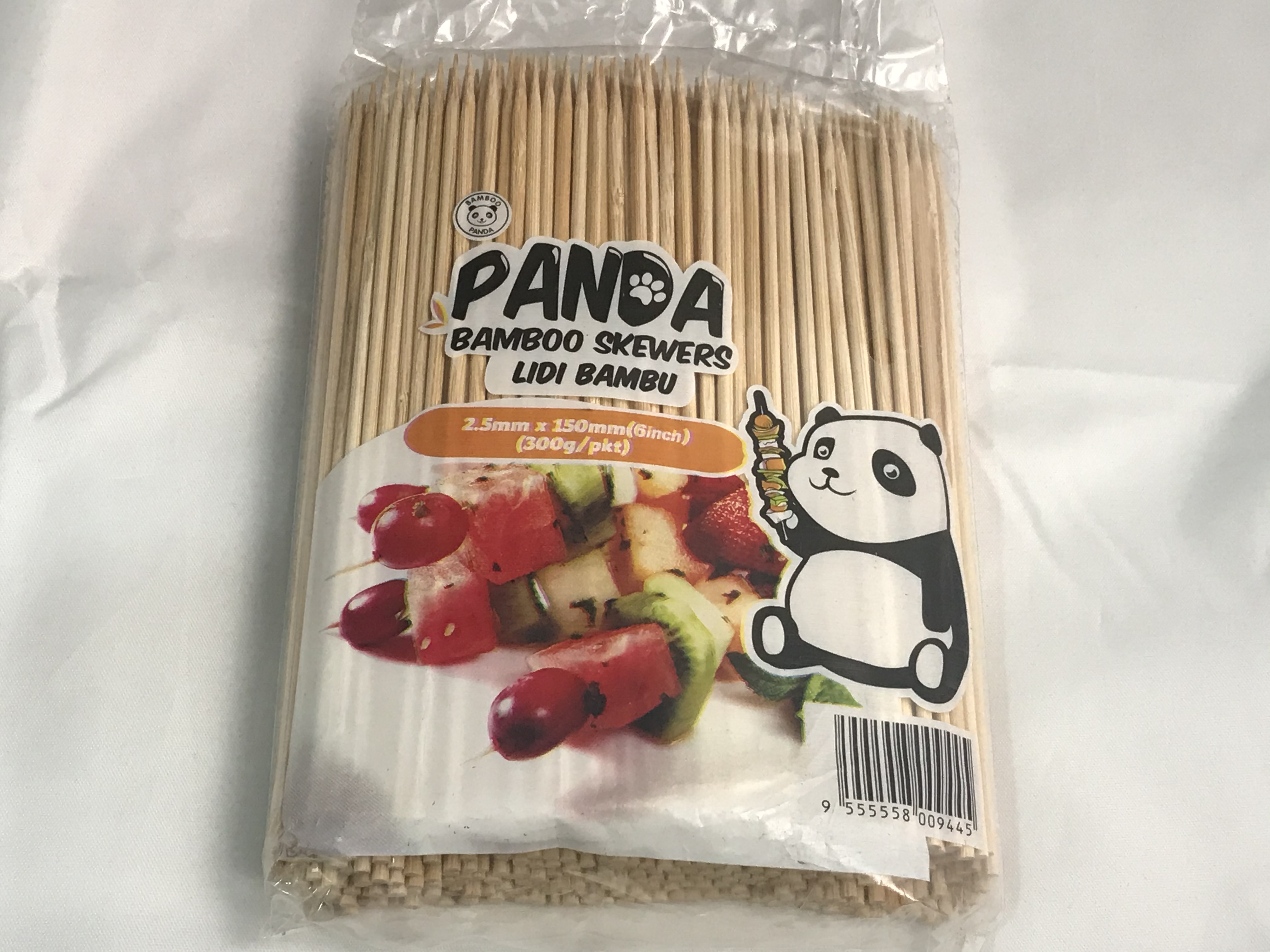 6" (2.5MM X 150MM) OPP PANDA BAMBOO SKEWER (300G) 